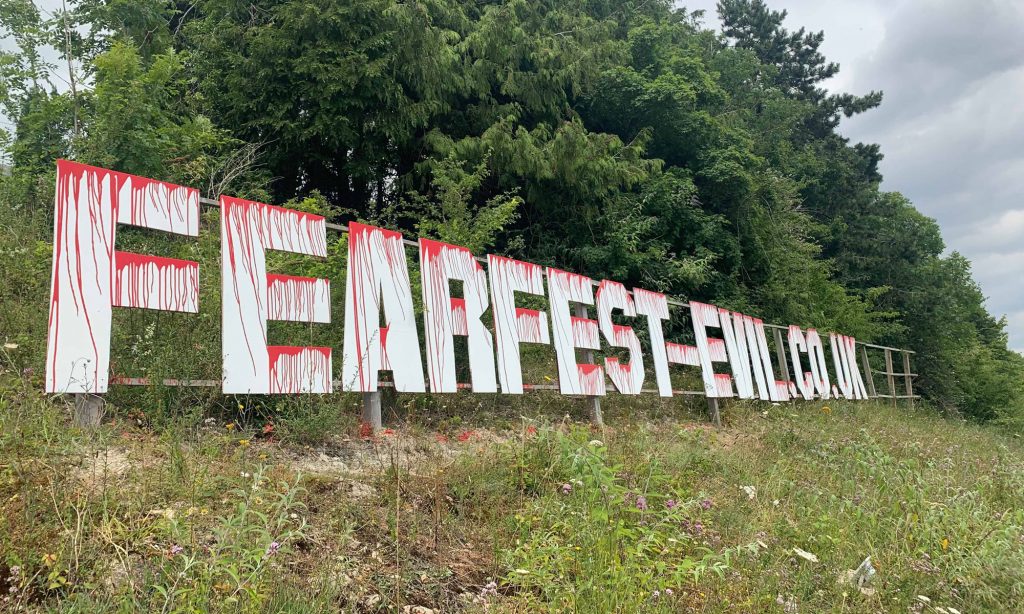 FearFest-Evil Road Sign 2019, on the A48 near Chepstow